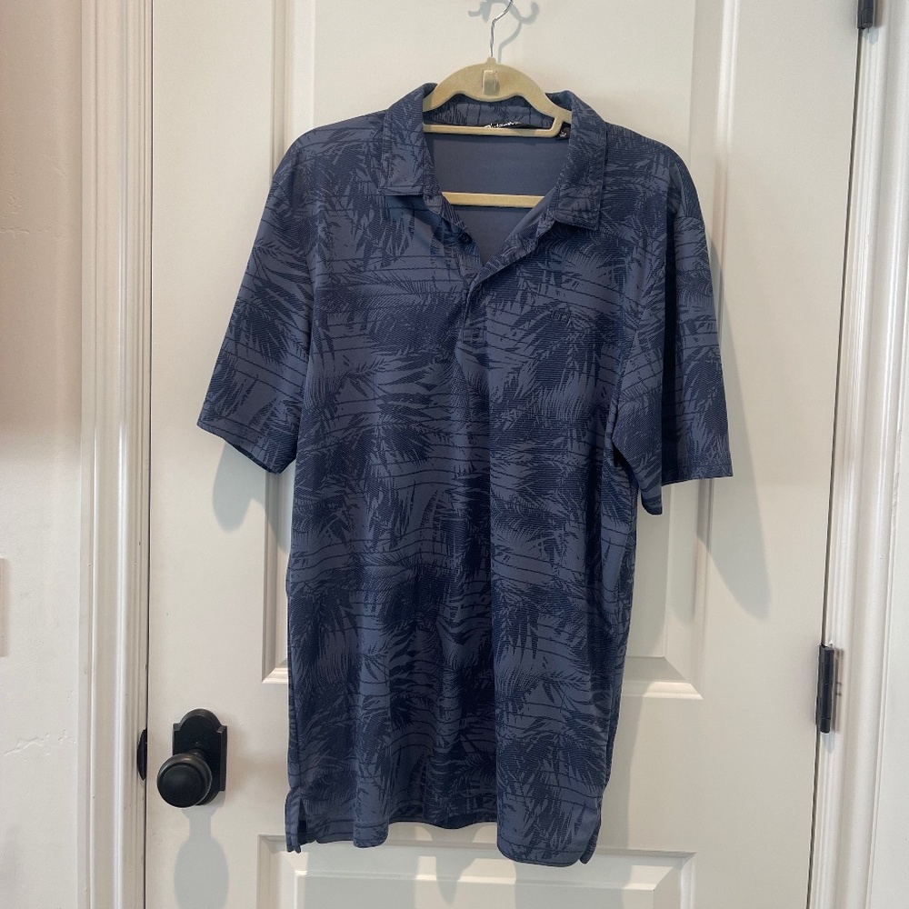 Navy Hawaiian Print Polo